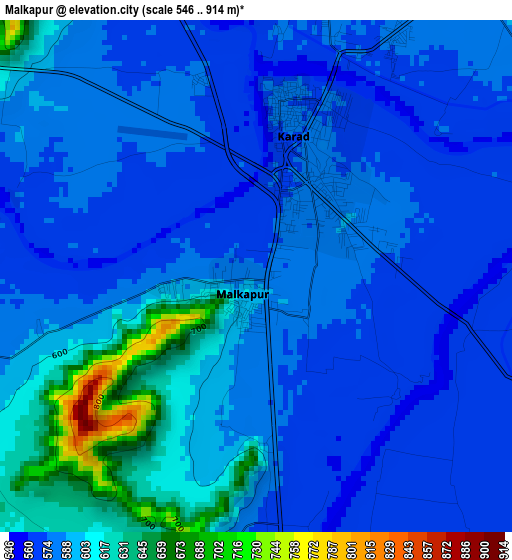 Malkapur elevation map