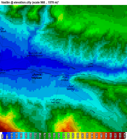 Vasīān elevation map
