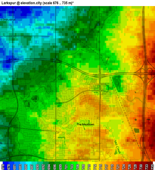 Larkspur elevation map