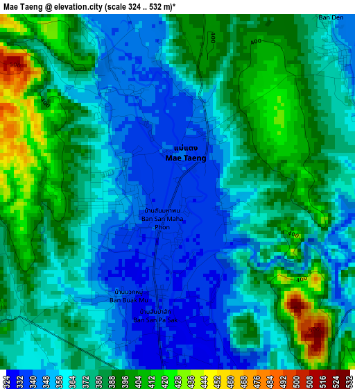 Mae Taeng elevation map