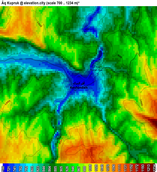 Āq Kupruk elevation map