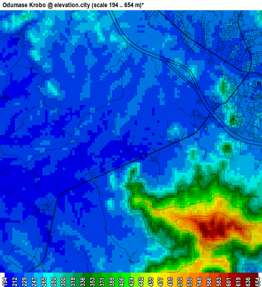 Odumase Krobo elevation map