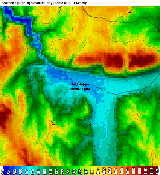 Sōzmah Qal‘ah elevation map