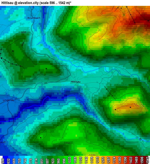 Hittisau elevation map