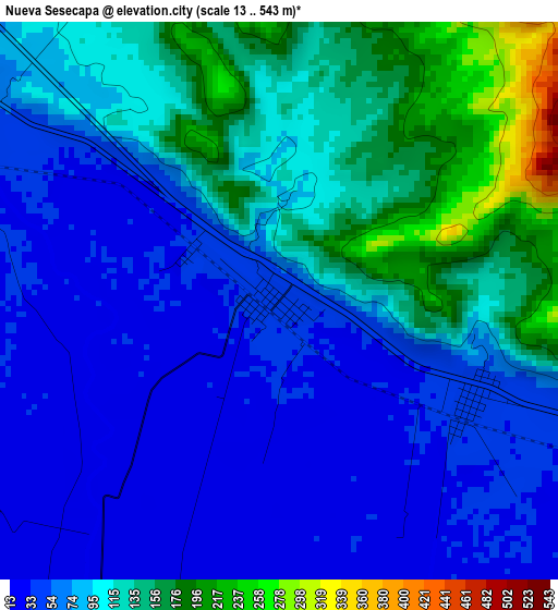 Nueva Sesecapa elevation map