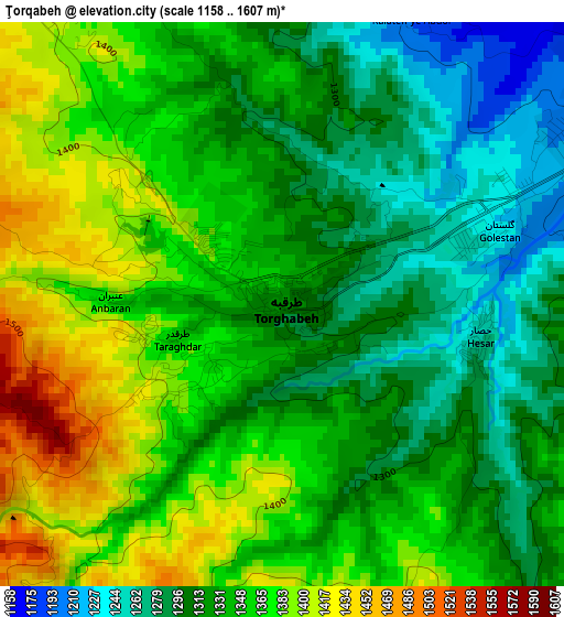 Ţorqabeh elevation map