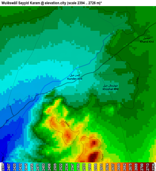 Wulêswālī Sayyid Karam elevation map