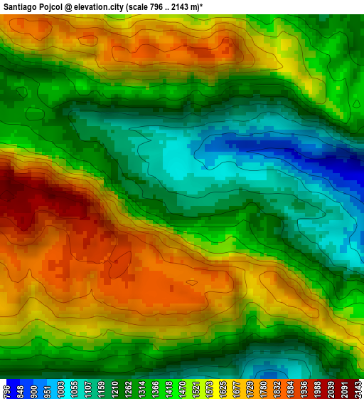 Santiago Pojcol elevation map