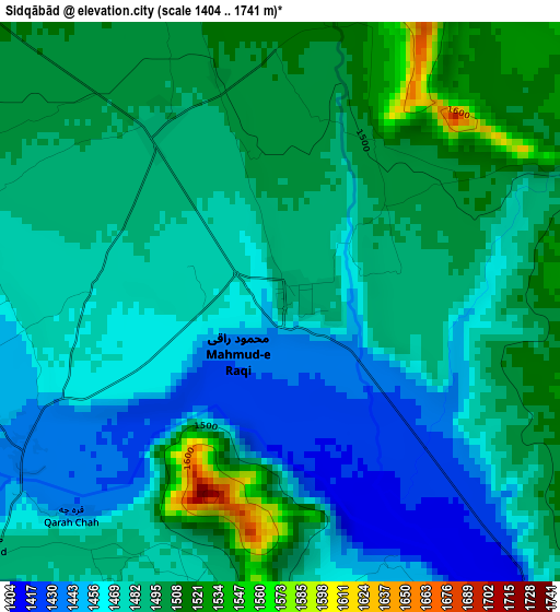 Sidqābād elevation map