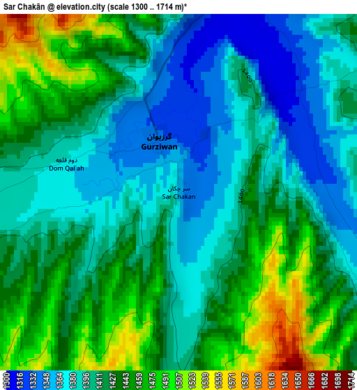 Sar Chakān elevation map