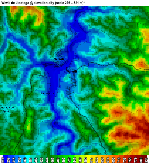 Wiwilí de Jinotega elevation map