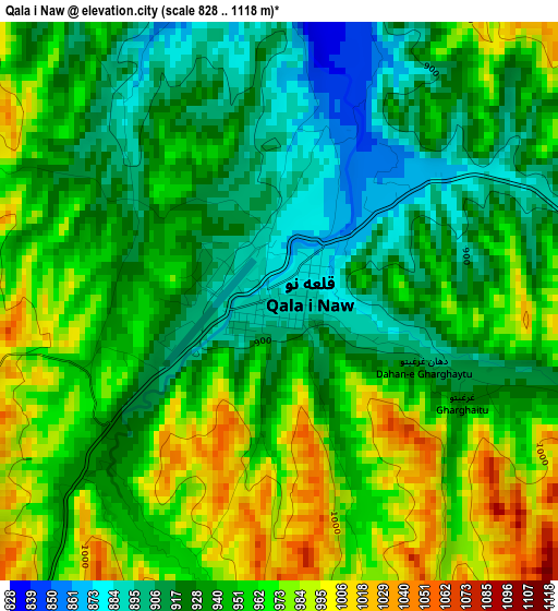 Qala i Naw elevation map