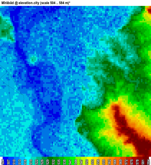 Mīrābād elevation map