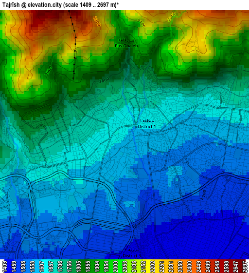 Tajrīsh elevation map