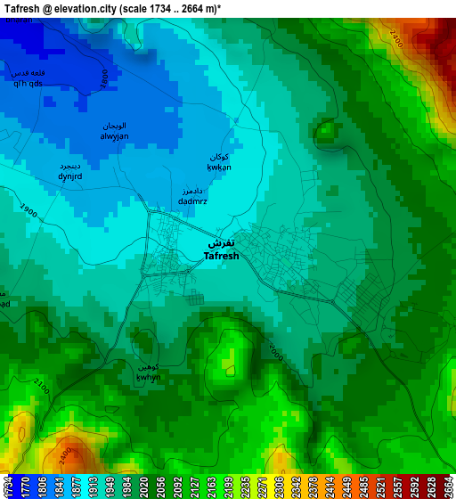 Tafresh elevation map