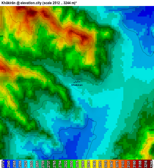 Khākirān elevation map