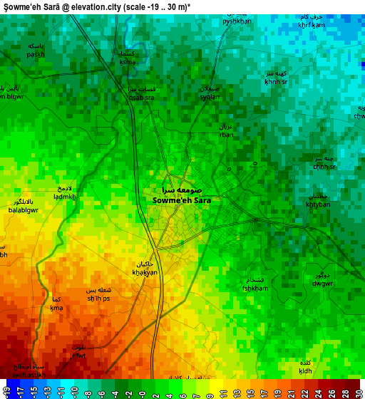 Şowme‘eh Sarā elevation map