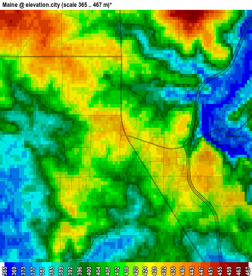 Maine elevation map