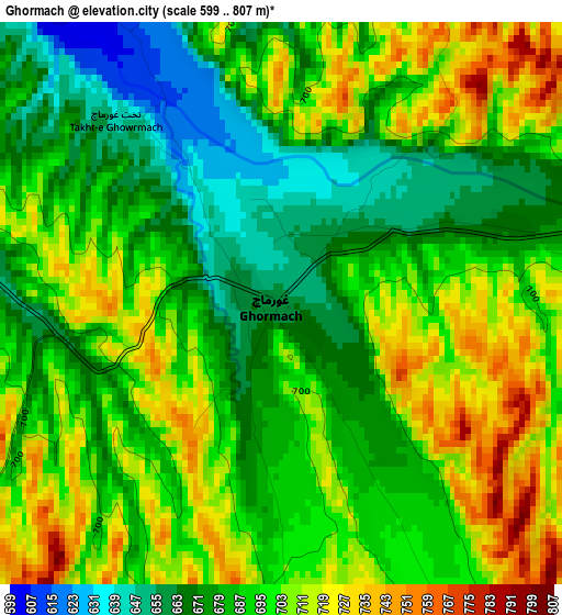 Ghormach elevation map