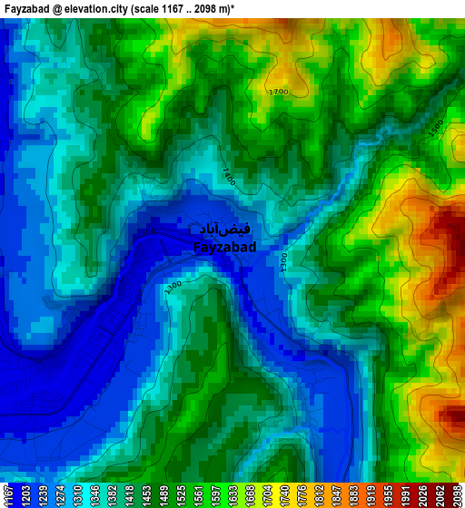 Fayzabad elevation map