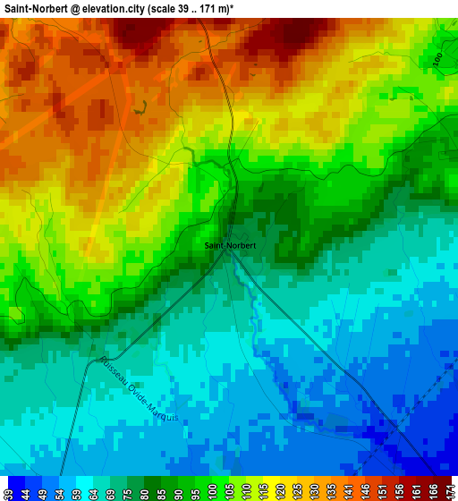 Saint-Norbert elevation map