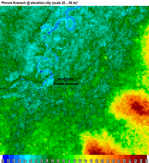 Phnum Kravanh elevation map