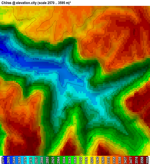 Chīras elevation map