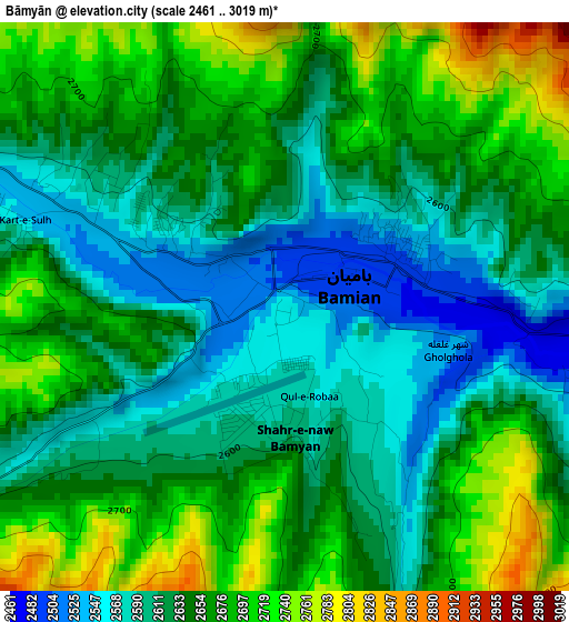 Bāmyān elevation map