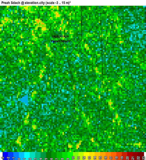 Preah Sdach elevation map