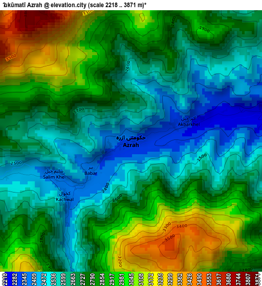 Ḩukūmatī Azrah elevation map