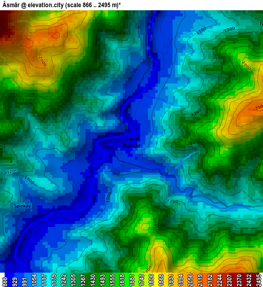 Āsmār elevation map