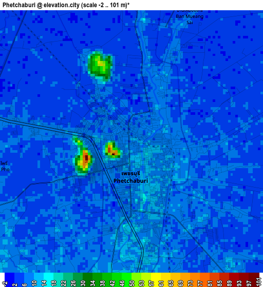 Phetchaburi elevation map