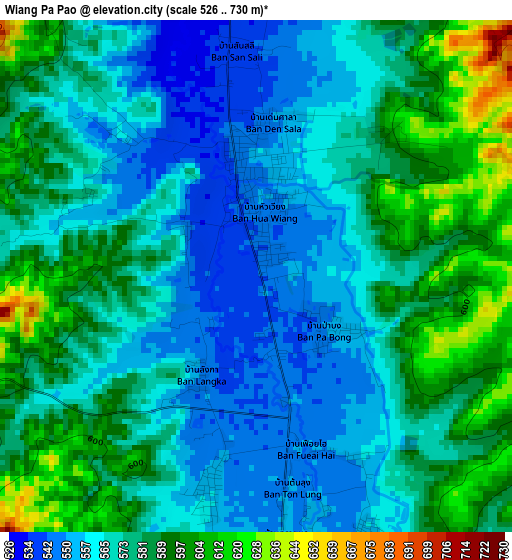 Wiang Pa Pao elevation map