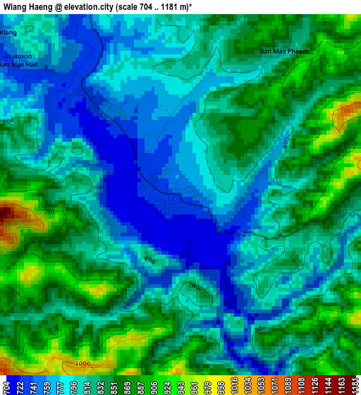 Wiang Haeng elevation map