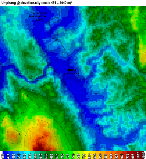 Umphang elevation map