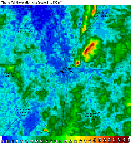 Thung Yai elevation map