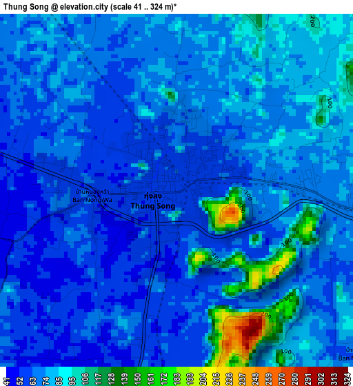 Thung Song elevation map