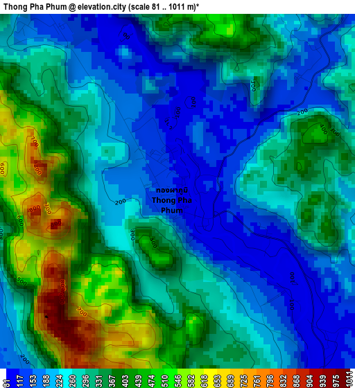 Thong Pha Phum elevation map