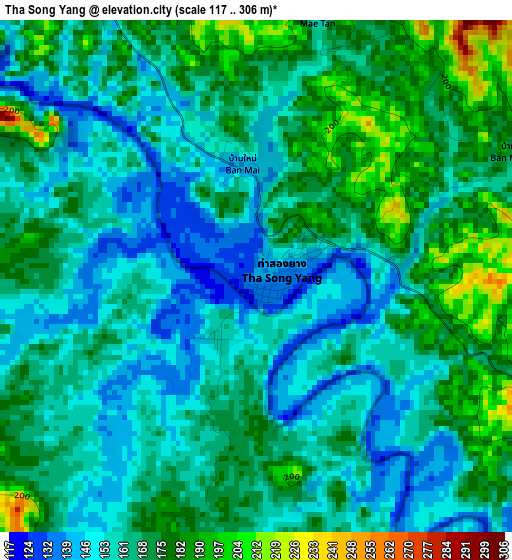 Tha Song Yang elevation map