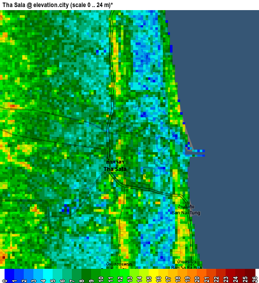 Tha Sala elevation map