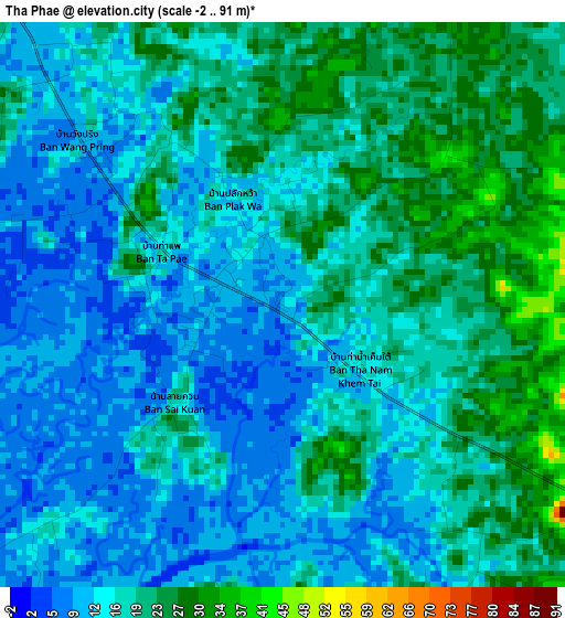 Tha Phae elevation map