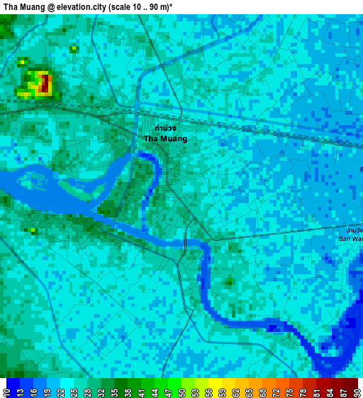 Tha Muang elevation map