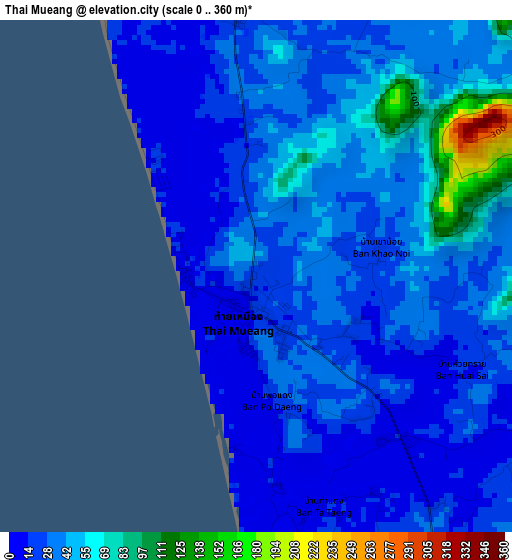 Thai Mueang elevation map