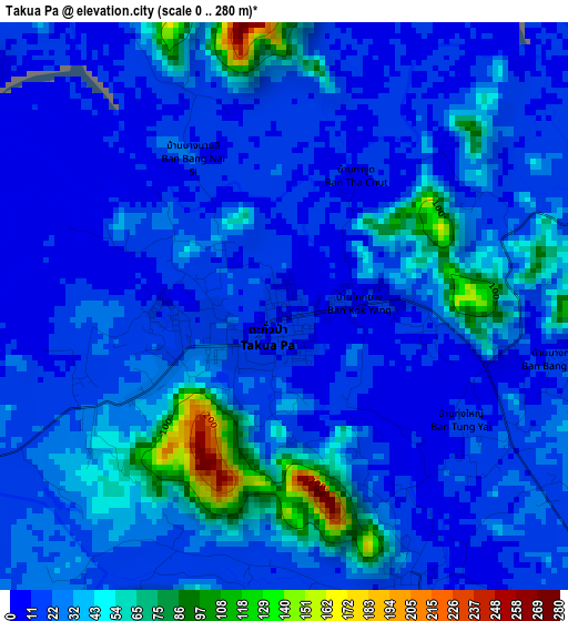 Takua Pa elevation map