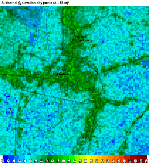Sukhothai elevation map