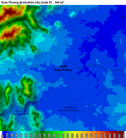 Suan Phueng elevation map