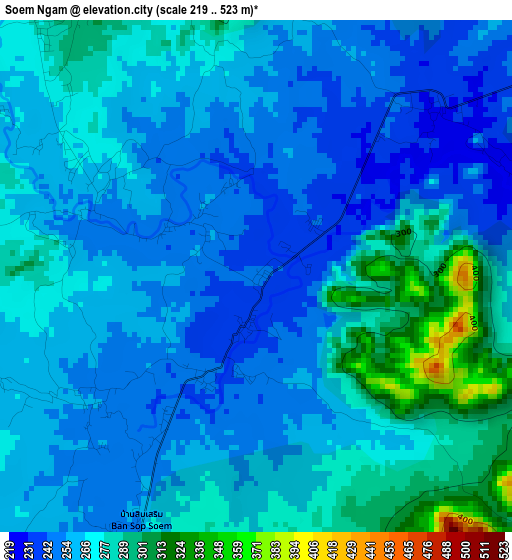 Soem Ngam elevation map