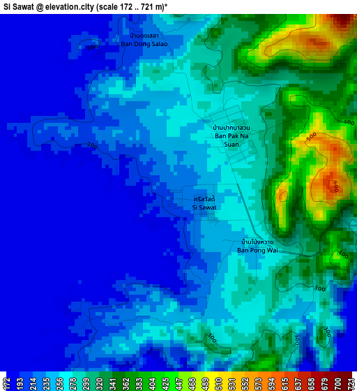 Si Sawat elevation map