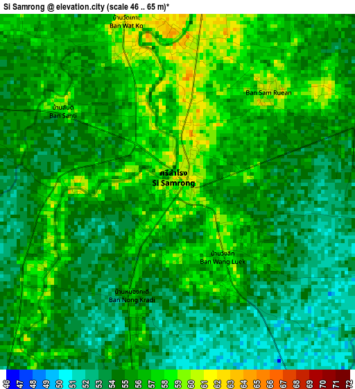 Si Samrong elevation map