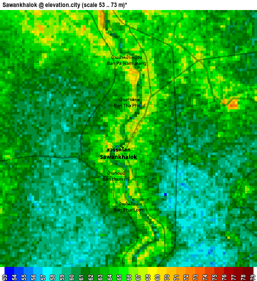 Sawankhalok elevation map